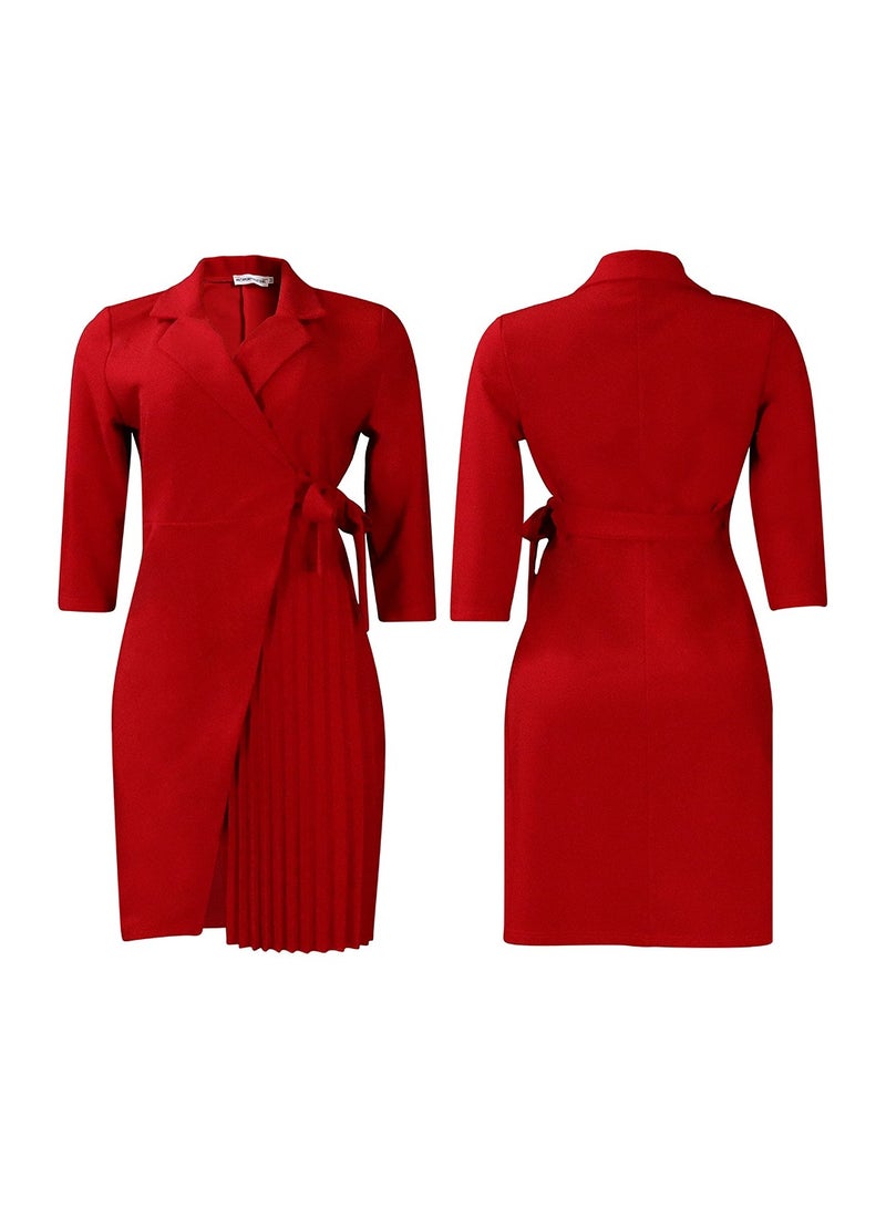 Shougu Suit Collar Fashionable And Elegant Pleated Dress  - Image 3