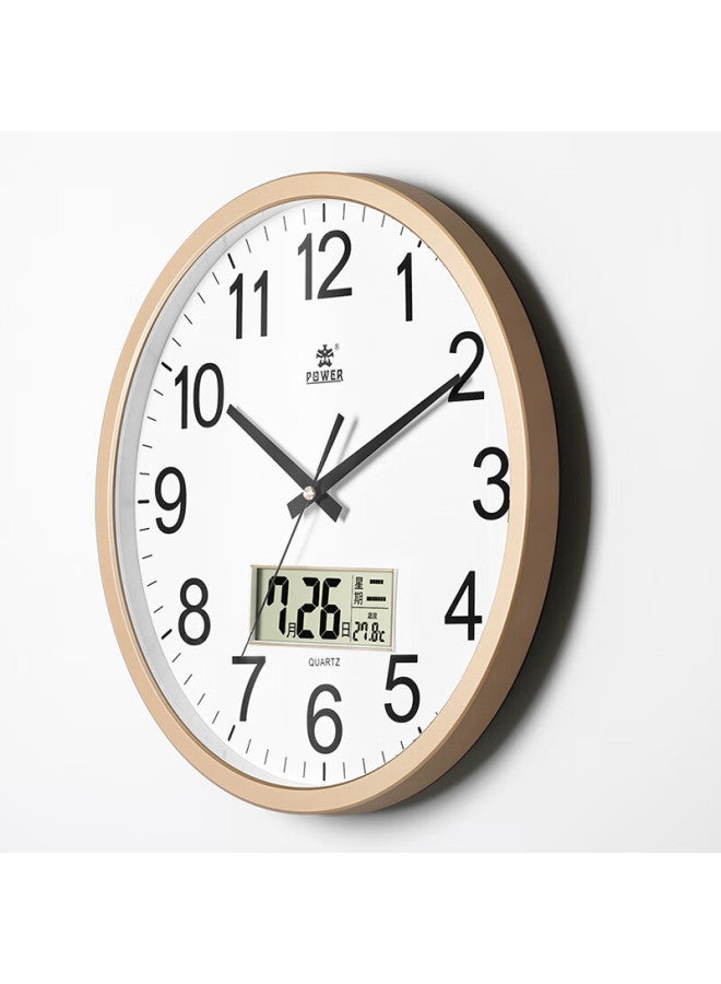 Power Tyrant King Clock Living Room Calendar Wall Clock Simple Round Wall Clock Bedroom Quartz Clock 40Cm Gold Bw24006A1 - Image 3
