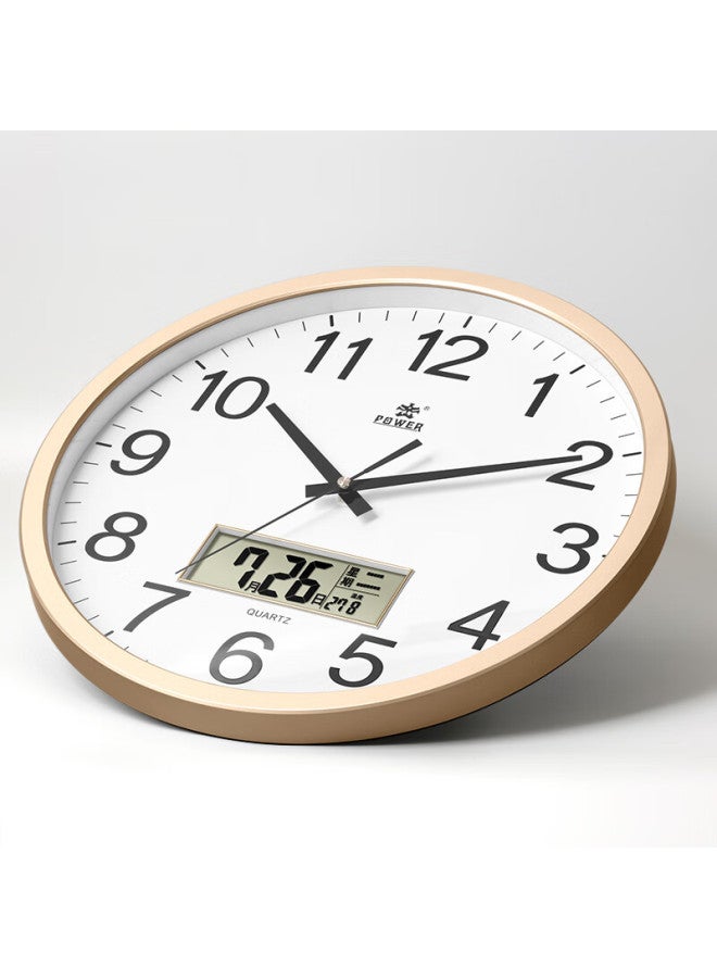 Power Tyrant King Clock Living Room Calendar Wall Clock Simple Round Wall Clock Bedroom Quartz Clock 40Cm Gold Bw24006A1 - Image 2