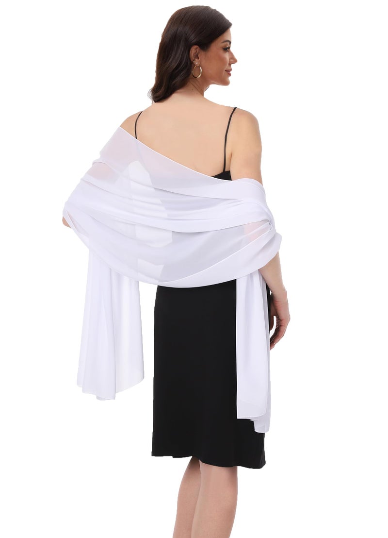 Baoqiya Women's Shawls and Wraps for Evening Dress Chiffon Shawl Soft Elegant Silky Pashmina Wedding Bridal Scarf(Ivory, 79"×19") - Image 2