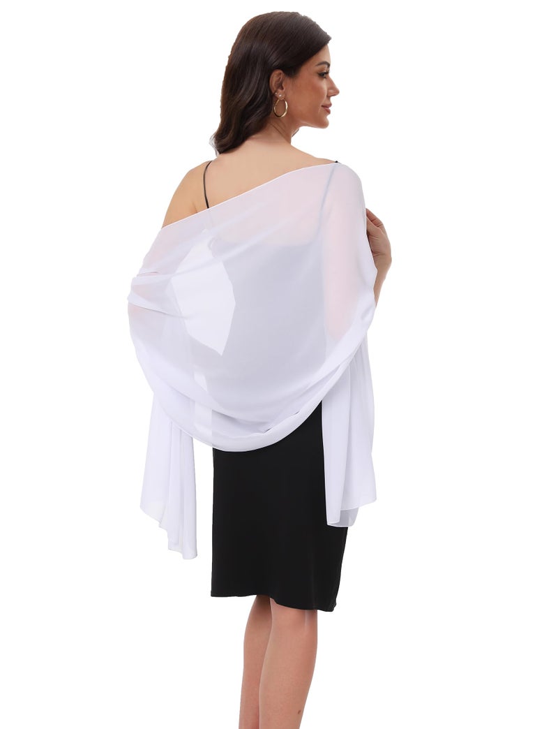 Baoqiya Women's Shawls and Wraps for Evening Dress Chiffon Shawl Soft Elegant Silky Pashmina Wedding Bridal Scarf(Ivory, 79"×19") - Image 1