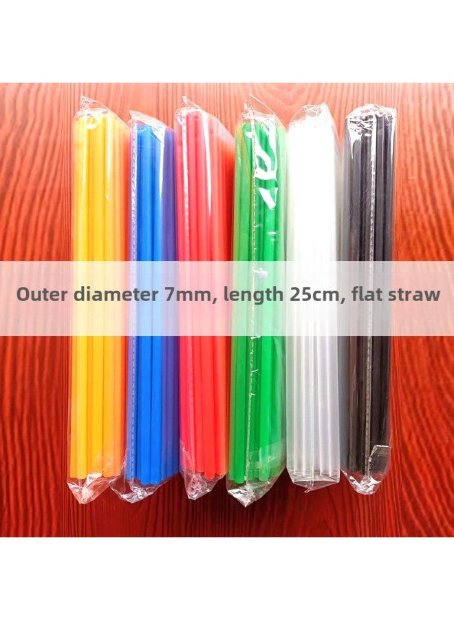 7mm Flat Straight Tube Children's DIY Material Accessories Disposable Plastic Beverage Juice Straw 250 PCs-Color:Black 7 * 255mm Flat Straight Tube-Specifications:100 Pcs/pack  - Image 1