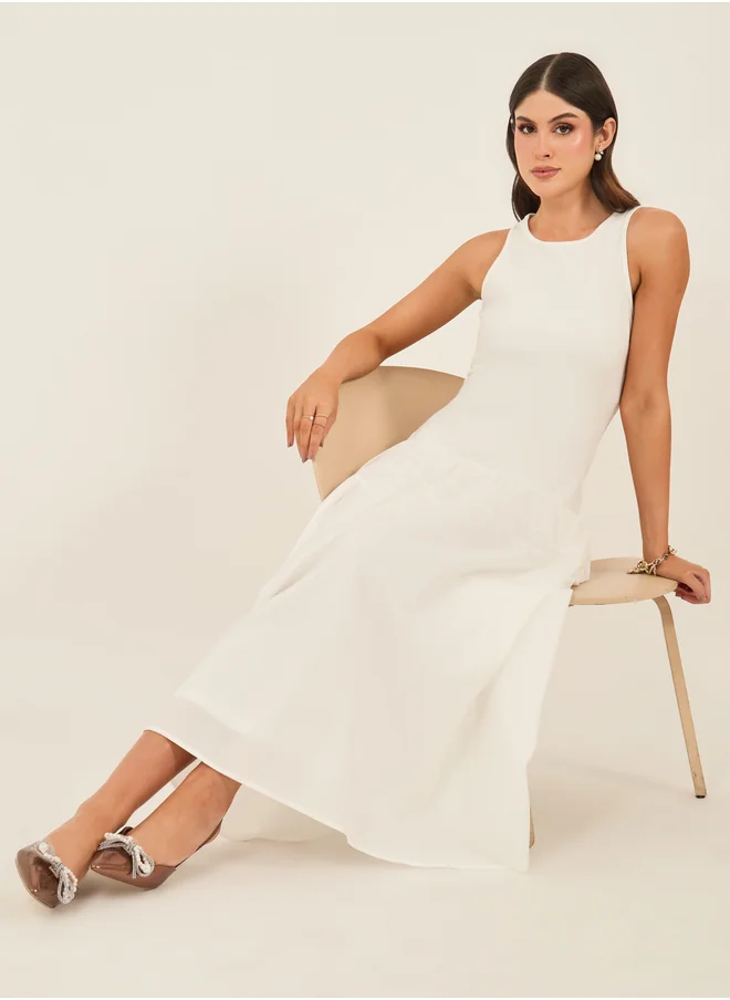 ستايلي Solid Sleeveless A-Line Maxi Dress
