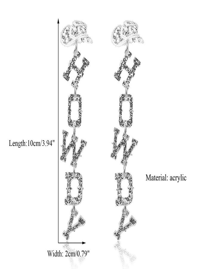 Wojgzon Western Cowgirl HOWDY Letters Glitter Drop Dangle Earrings for Women Acrylic Rodeo Disco Cowboy Hat Earrings Country Concert Party Outfits Jewelry - Image 2