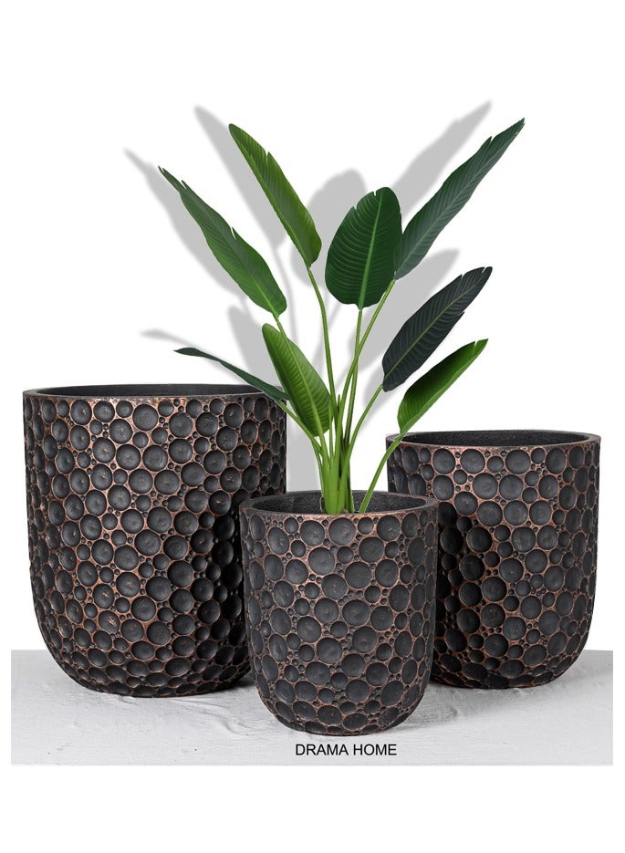 DRAMA HOME Stone-Textured Decorative Planter Set – An Artistic Touch for Artificial & Natural Plants  - Image 1