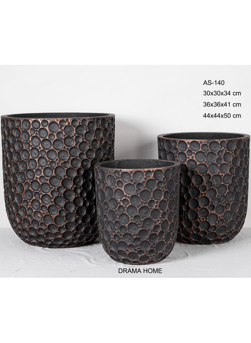 DRAMA HOME Stone-Textured Decorative Planter Set – An Artistic Touch for Artificial & Natural Plants  - Image 2
