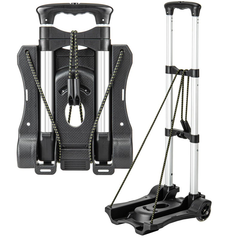 Vsaikeo Small Folding Hand Truck Dolly with 2 Wheels Lightweight Aluminum Foldable Luggage Cart Collapsible Cart Portable Dolly for Airport Travel Moving Use