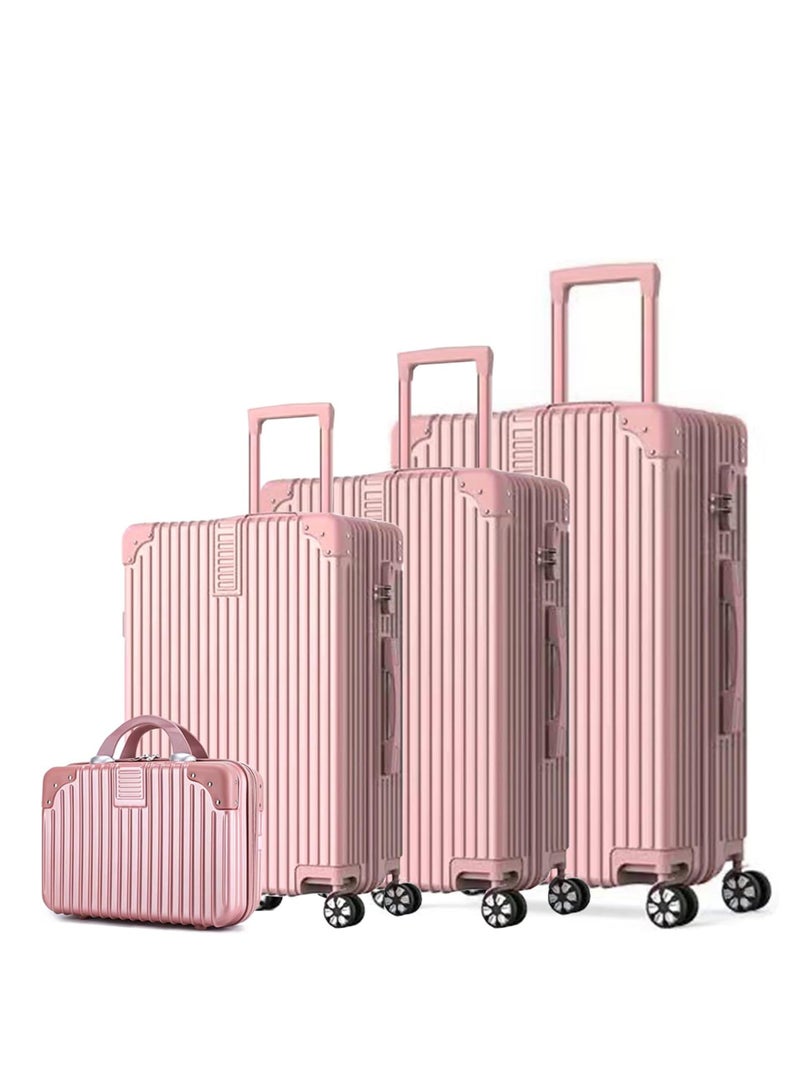 ZUIHAO ZUIHAO Hard side 4-piece Suitcase with TSA Lock Lightweight Travel Suitcase with Spinner Wheels  Durable Carry On Luggage Sets for Family 14/20/24/28 inch Rose Gold  - Image 1