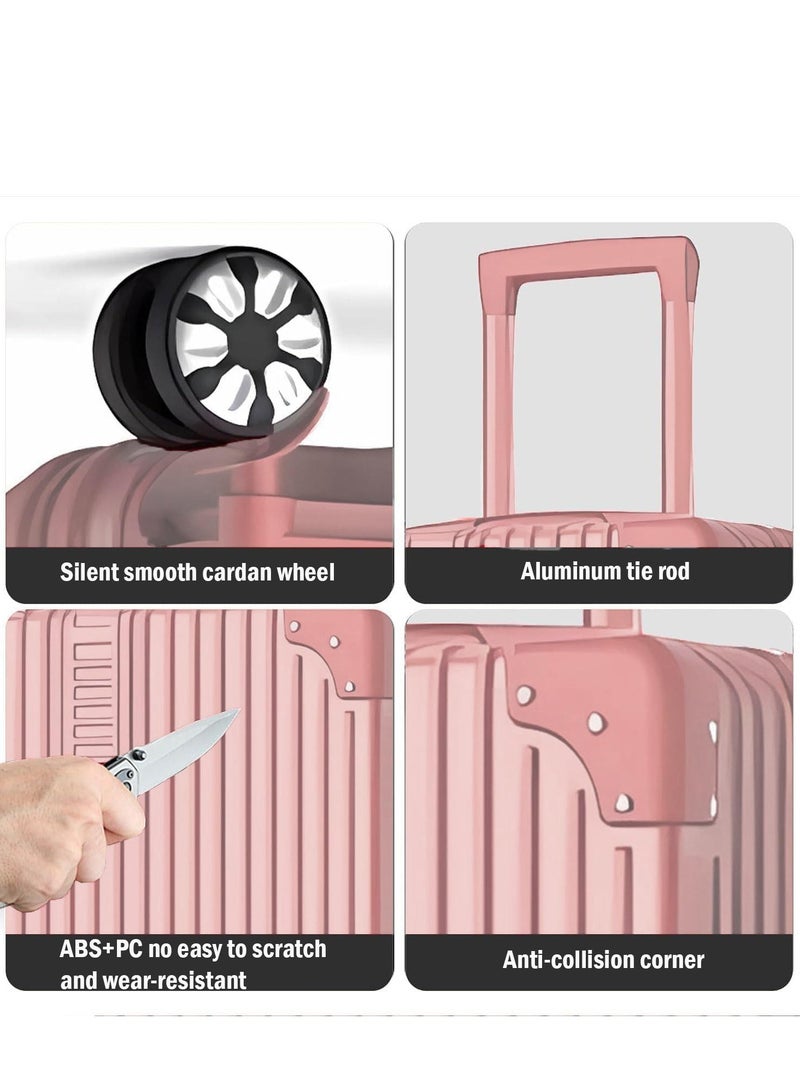 ZUIHAO ZUIHAO Hard side 4-piece Suitcase with TSA Lock Lightweight Travel Suitcase with Spinner Wheels  Durable Carry On Luggage Sets for Family 14/20/24/28 inch Rose Gold  - Image 3