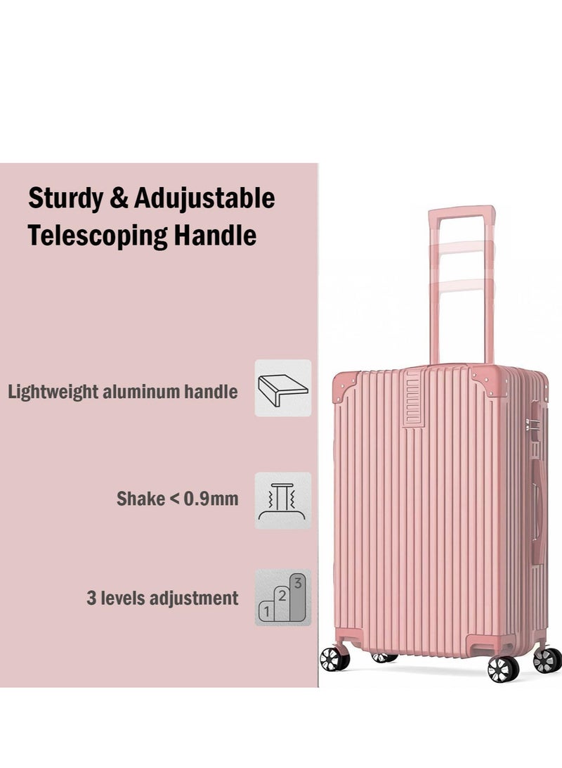 ZUIHAO ZUIHAO Hard side 4-piece Suitcase with TSA Lock Lightweight Travel Suitcase with Spinner Wheels  Durable Carry On Luggage Sets for Family 14/20/24/28 inch Rose Gold  - Image 4
