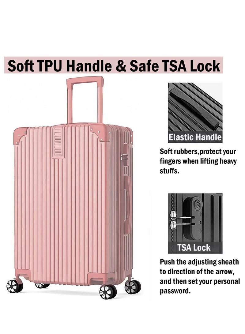 ZUIHAO ZUIHAO Hard side 4-piece Suitcase with TSA Lock Lightweight Travel Suitcase with Spinner Wheels  Durable Carry On Luggage Sets for Family 14/20/24/28 inch Rose Gold  - Image 5