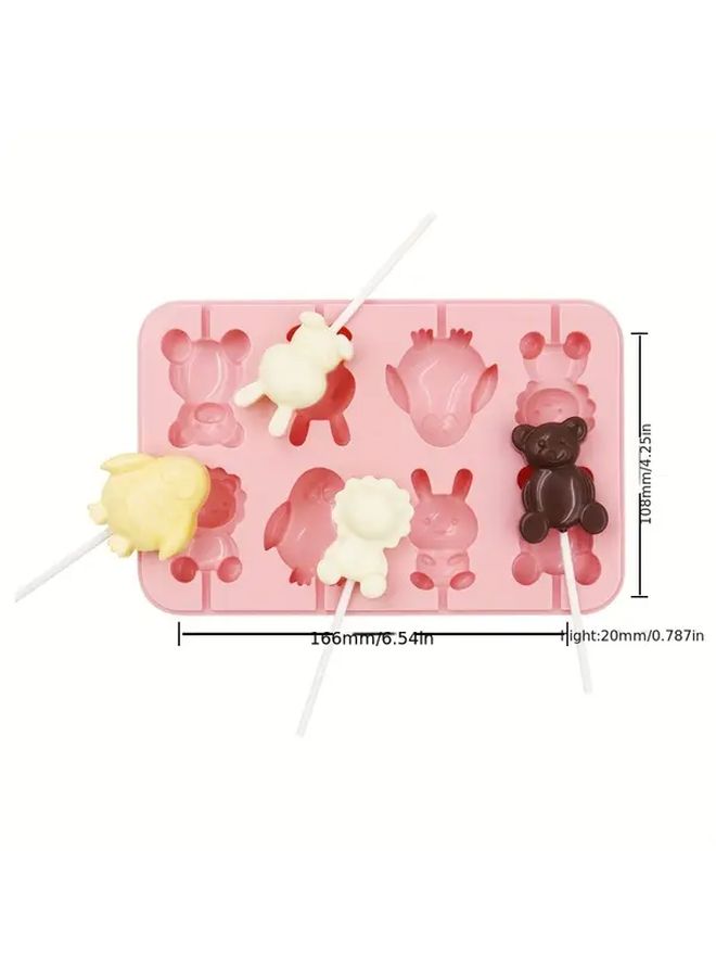 1pc Pink Silicone Lollipop Mold With Lid Oval Design Flexible Nontoxic Material For Candy Making Party Treats Festive Molds Diy Tools Kitchen - Image 3