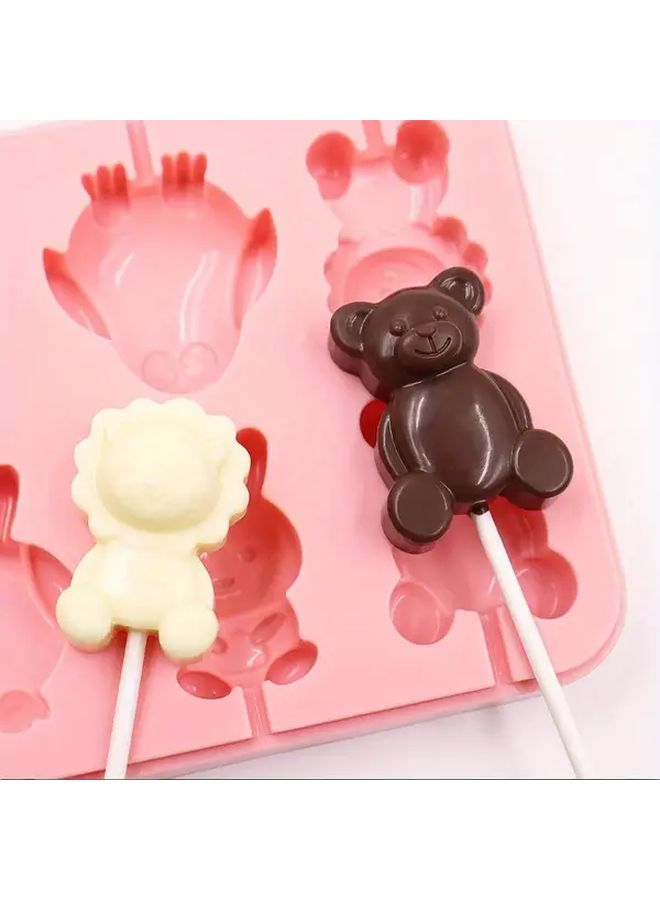 1pc Pink Silicone Lollipop Mold With Lid Oval Design Flexible Nontoxic Material For Candy Making Party Treats Festive Molds Diy Tools Kitchen - Image 2
