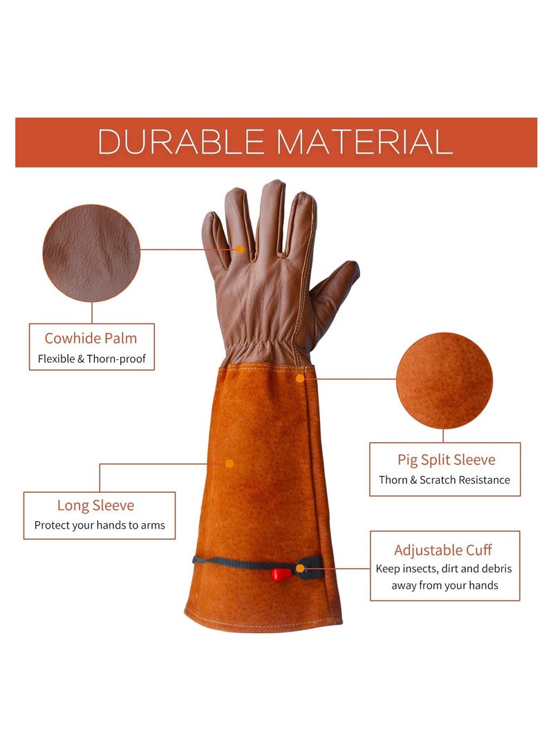 SOLARAE Cactus Gloves Thorn Proof Gardening for Rose Pruning Cacti Handling Leather Garden Work For Women Men Yard Gardener Gifts - Image 2
