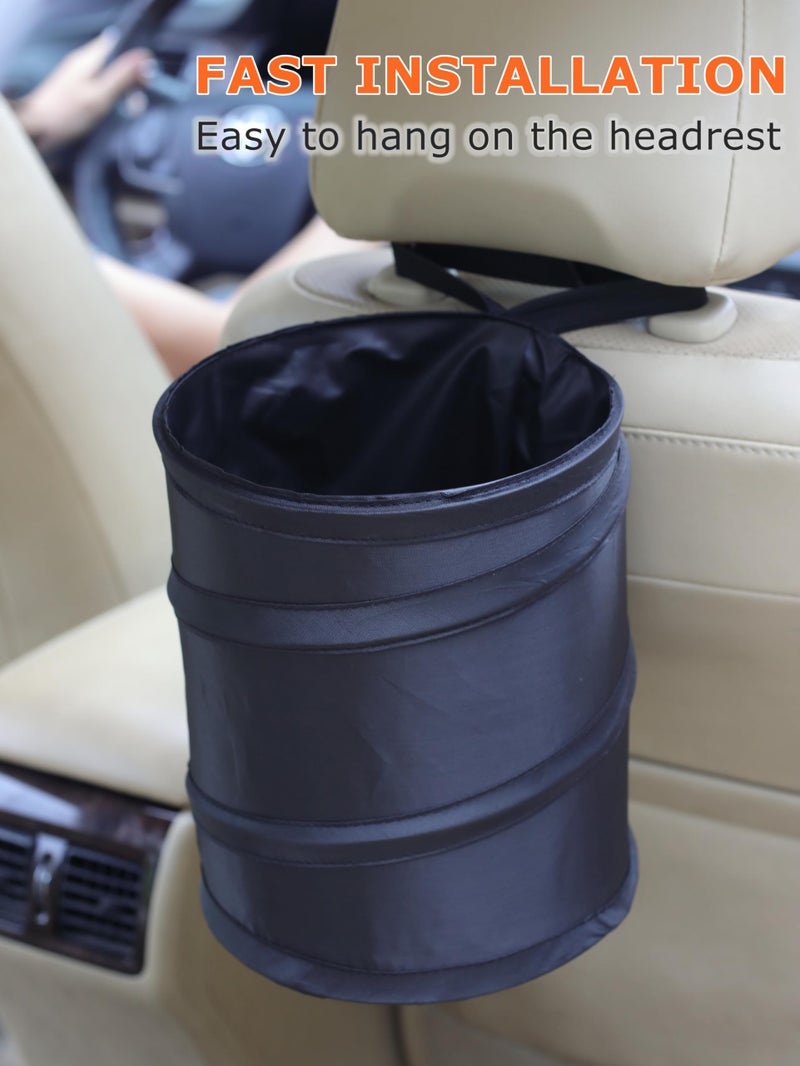 Ginsco 2Packs 2 Gallons New Leakproof Car Trash Can, Compact Trash Can Pop-up Collapsible Hanging Car Trash Bin with Hook and Loop, Waterproof PEVA Liner Open-Top Garbage Can for Cars Home Office - Image 4