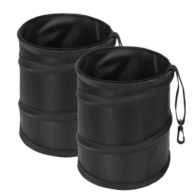 Ginsco 2Packs 2 Gallons New Leakproof Car Trash Can, Compact Trash Can Pop-up Collapsible Hanging Car Trash Bin with Hook and Loop, Waterproof PEVA Liner Open-Top Garbage Can for Cars Home Office - Image 1