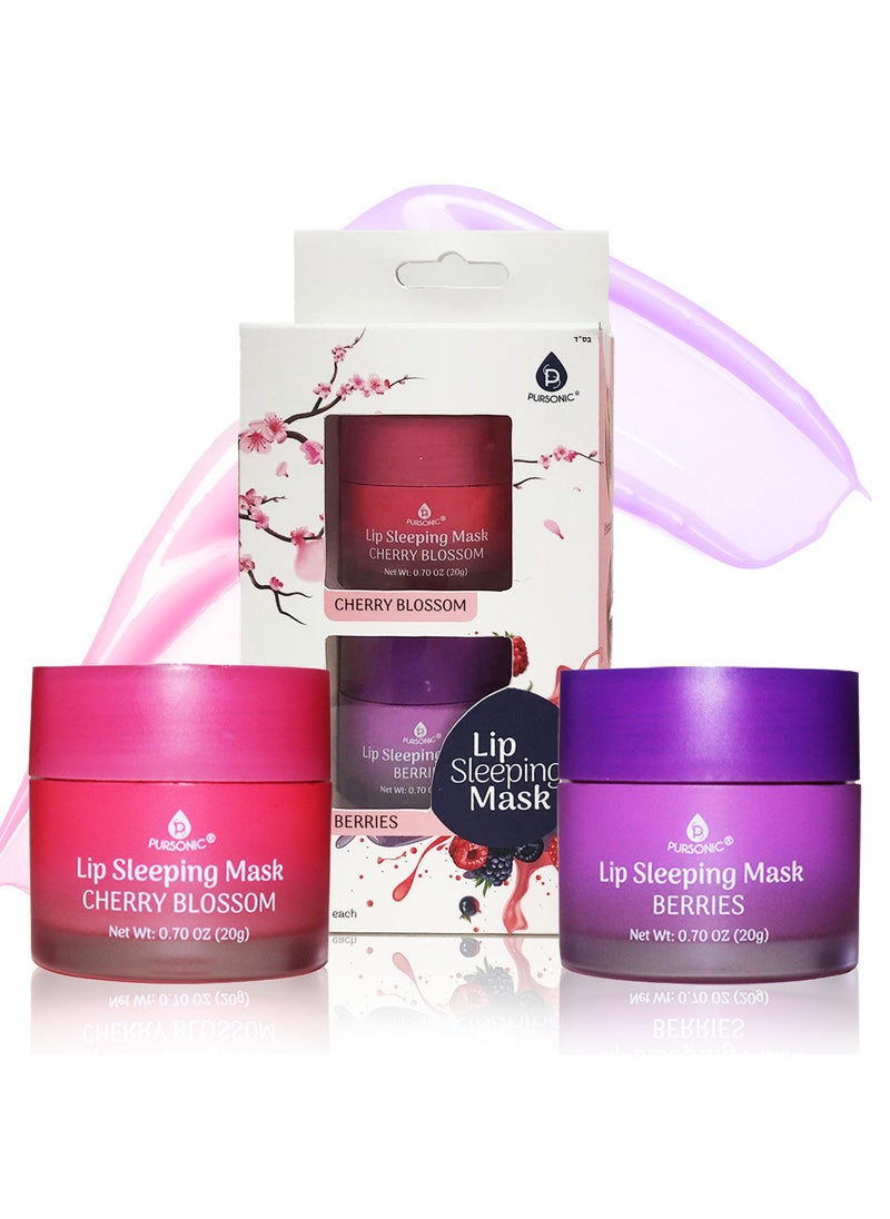 Pursonic - PURSONIC Lip Mask Overnight for Ultimate Lip Care - Hydrating Lip Moisturizer for Plump Lips Infused with Double Flavor Cherry Blossom and Berries - 2 Packs - Image 1