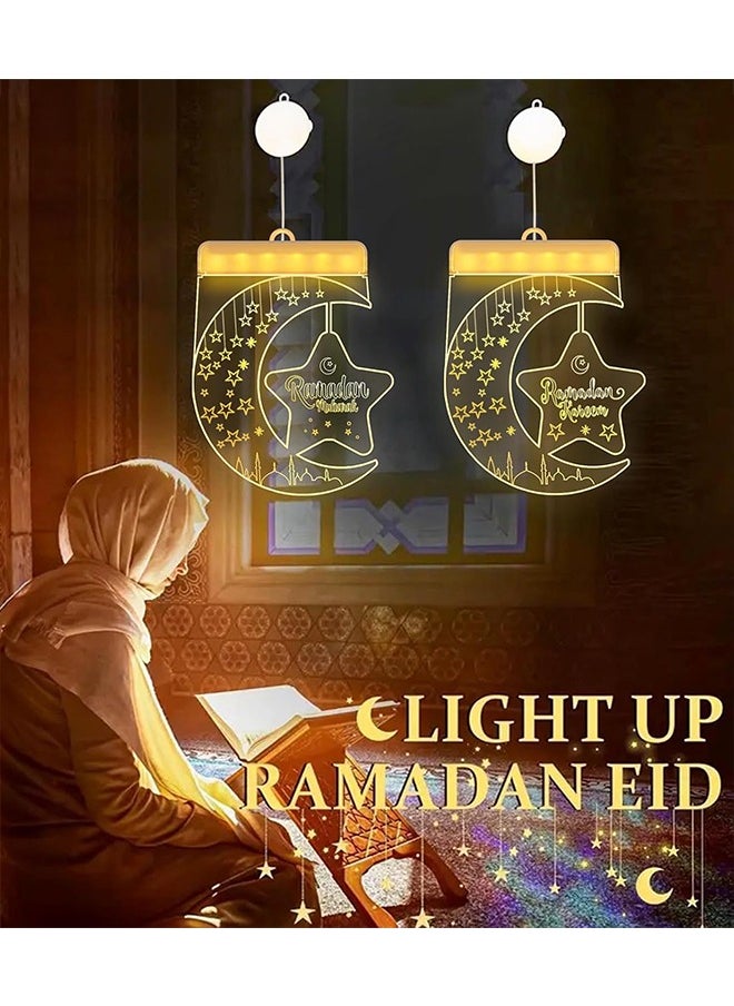 Yoawllty Ramadan Lights, Ramadan Decorations for Home, Ramadan Moon Hanging Lights with Battery, 2 PCS Ramadan Lights Decor for Outdoor Indoor  - Image 5
