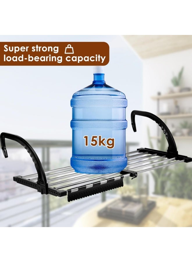 YelaJoy Portable Clothes Drying Rack for Balcony, Foldable Railings Windowsill, Retractable Radiator Clothes Airer, Folding Towel Rack Indoor Outdoor Travel Laundry Rack with Clips (50-88 CM) - Image 5