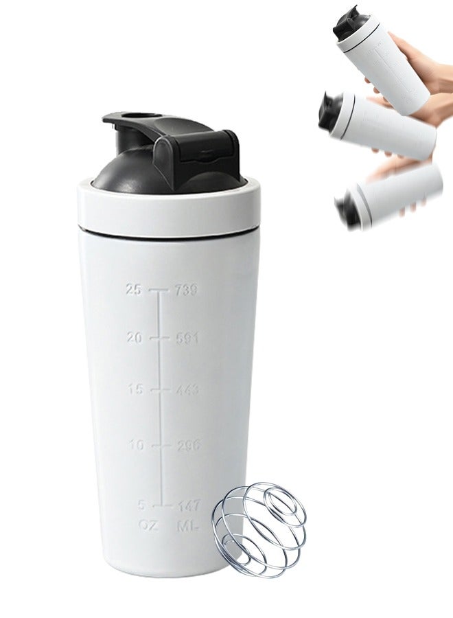 زجاجة شاكر مع خفاقة سلكية ، زجاجة شاكر بروتين لخلطات البروتين ، زجاجة شاكر من الفولاذ المقاوم للصدأ ، زجاجة شاكر معدنية ، زجاجة شاكر كبيرة 750 مل - Image 1