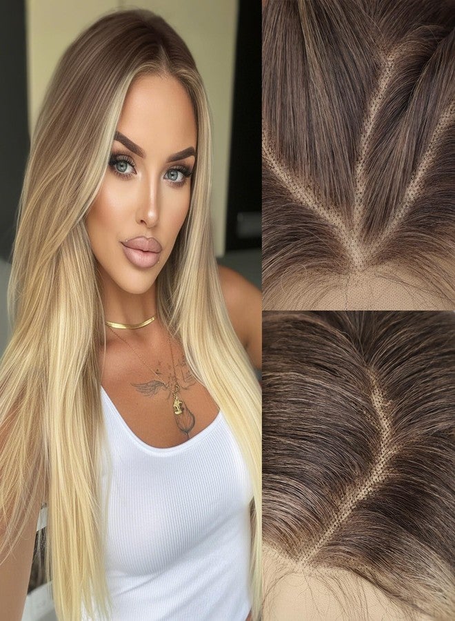 AISI HAIR 13x4 HD Lace Front Wig Mixed Blonde Pre Plucked With Baby Hair Straight Glueless Synthetic Wigs for Women 28inch Beginner Friendly - Image 1