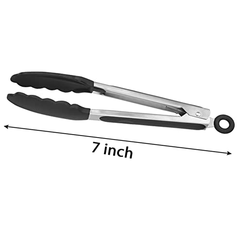 ACAUTO Serving Tongs Kitchen Tongs - Heat Resistant, Premium Stainless Steel Locking Cooking Tongs with Silicone Tips, Non-Slip Food Tongs for Cooking, Heavy Duty, Non-Stick (7 Inch(4 Pack)) - Image 2