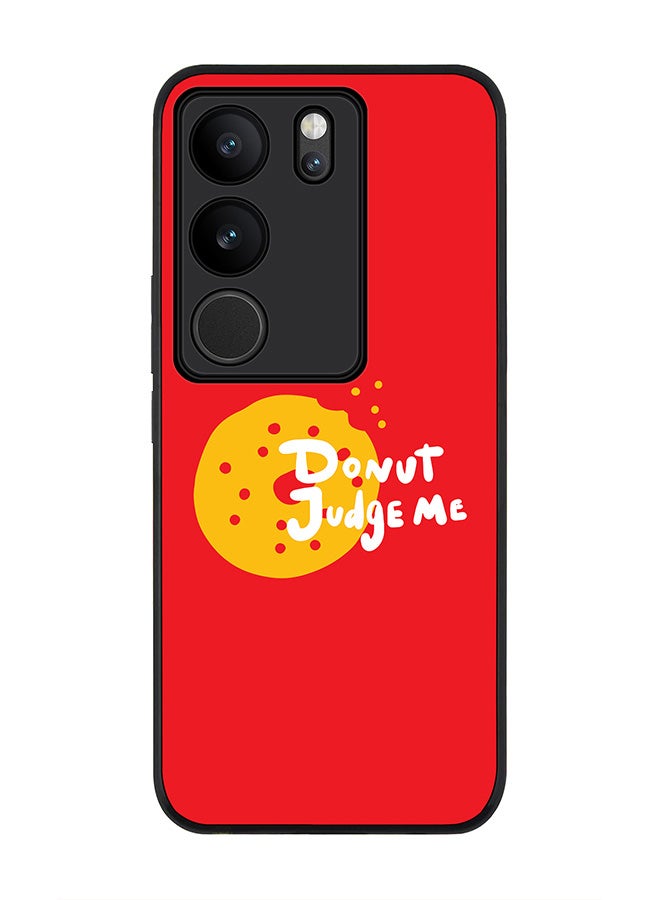 Stylizedd Rugged Black Edge case for Vivo V29 / Vivo V29 Pro / Vivo S17, Slim fit Soft Case Flexible Rubber Edges Anti Drop TPU Gel Thin Cover - Donut judge me - Image 1
