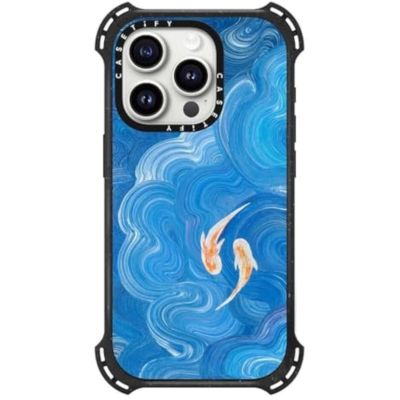 Casetify Bounce iPhone 15 Pro Case 【6X Military Grade Drop Tested / 21.3ft Drop Protection/Compatible with Magsafe】 - Two Little Koi - Triple Black - Image 3