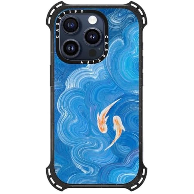 Casetify Bounce iPhone 15 Pro Case 【6X Military Grade Drop Tested / 21.3ft Drop Protection/Compatible with Magsafe】 - Two Little Koi - Triple Black - Image 2