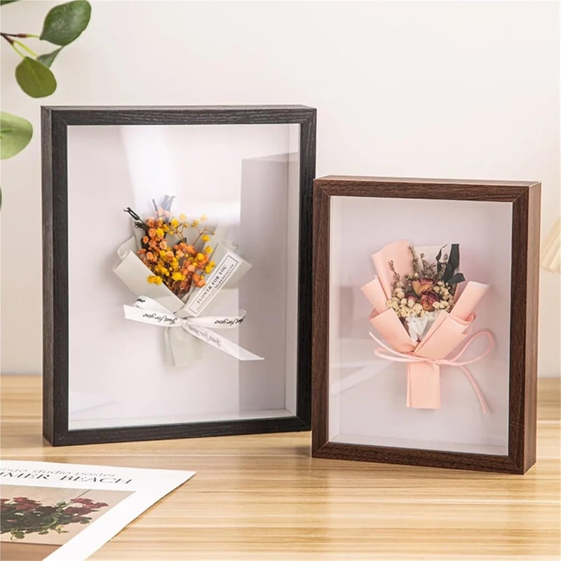 Shadows Box Frames 2Pcs Multi-Size Shadow Box Frame Natral Wood Black Rectangular Wooden Photo Frame Acrylic Display Case Dried Flower(Wood-8 x 10 inch) - Image 5