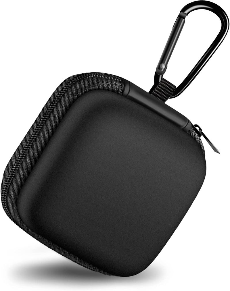 Square Earbud Case Portable EVA Storage Bag Cell Phone Accessories Organizer with Carabiner for Wired/Wireless Earphone, Earbud, Earpieces, SD Memory Card, Camera Chips, Tech Pouch, Black - Image 2