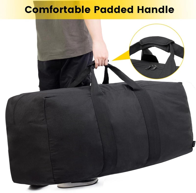 Vorspack Extra Large Duffle Bag for Travel - 100L Duffel Bag for Men Gear Bag for Storage Foldable Weekender Bag for Overnight Camping - Black - Image 4