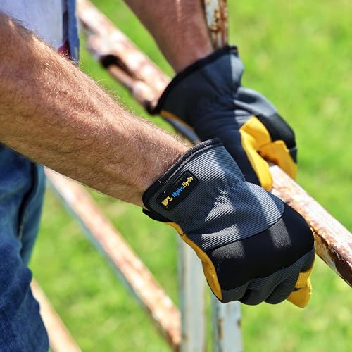 Wells Lamont Men's Slip-On HydraHyde Work Gloves – Water-Resistant Leather for Gardening, Landscaping – Reinforced Fingertips, Breathable Spandex – Durable, Comfortable, Flexible – Gray - XXL - Image 4
