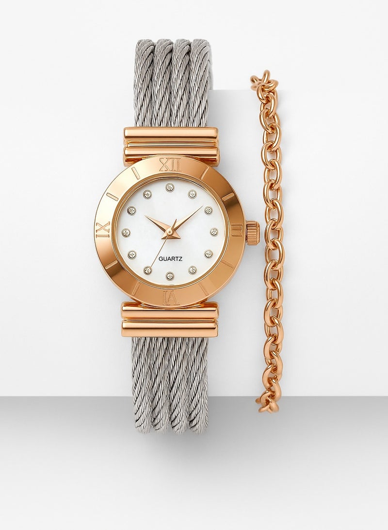 CHARRIOL An elegant women's watch that combines luxury and sophistication with a striking copper tone and a sleek silver strap. - Image 1