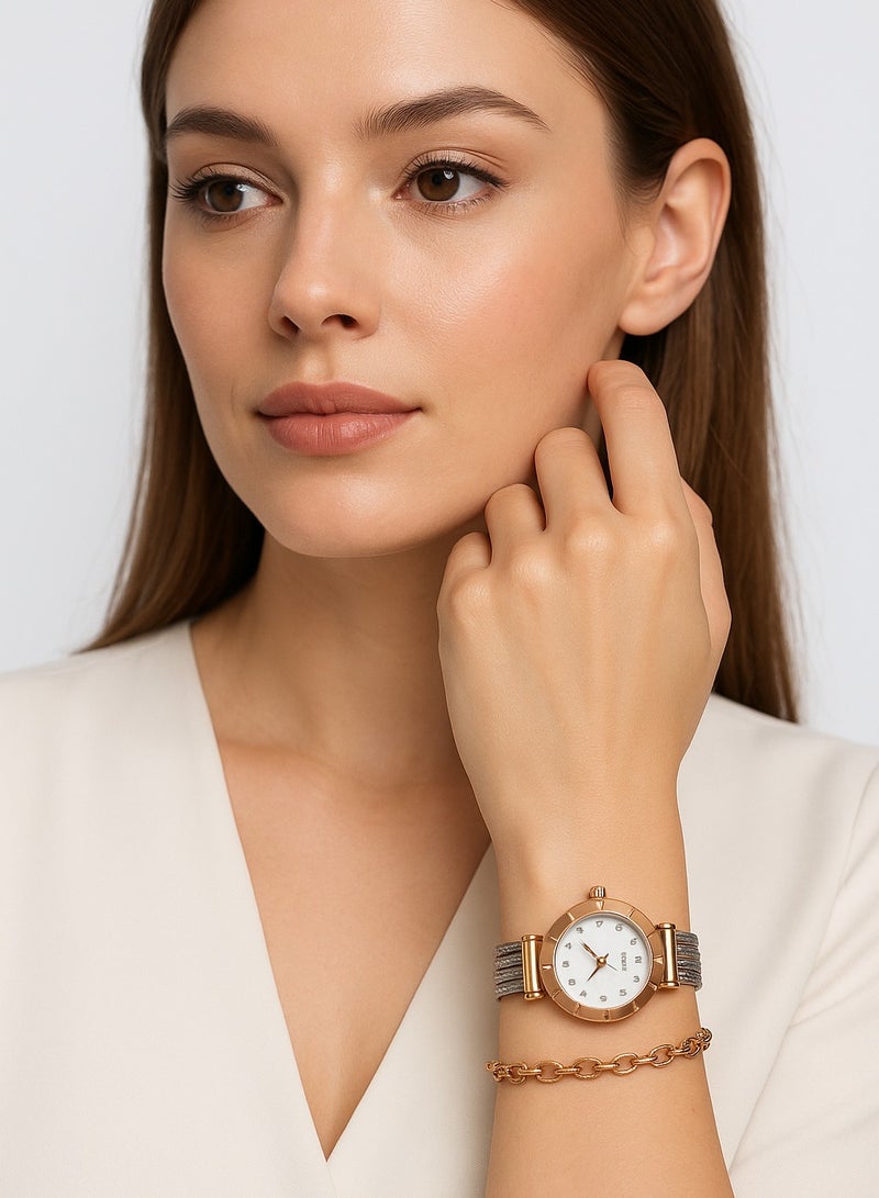 CHARRIOL An elegant women's watch that combines luxury and sophistication with a striking copper tone and a sleek silver strap. - Image 2