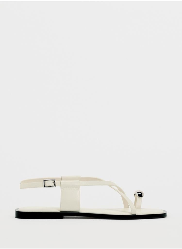 Zara Flat strappy sandals with metal adornment  - Image 1