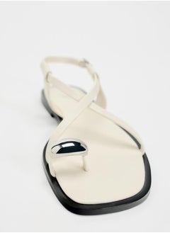 Zara Flat strappy sandals with metal adornment  - Image 2