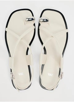 Zara Flat strappy sandals with metal adornment  - Image 3