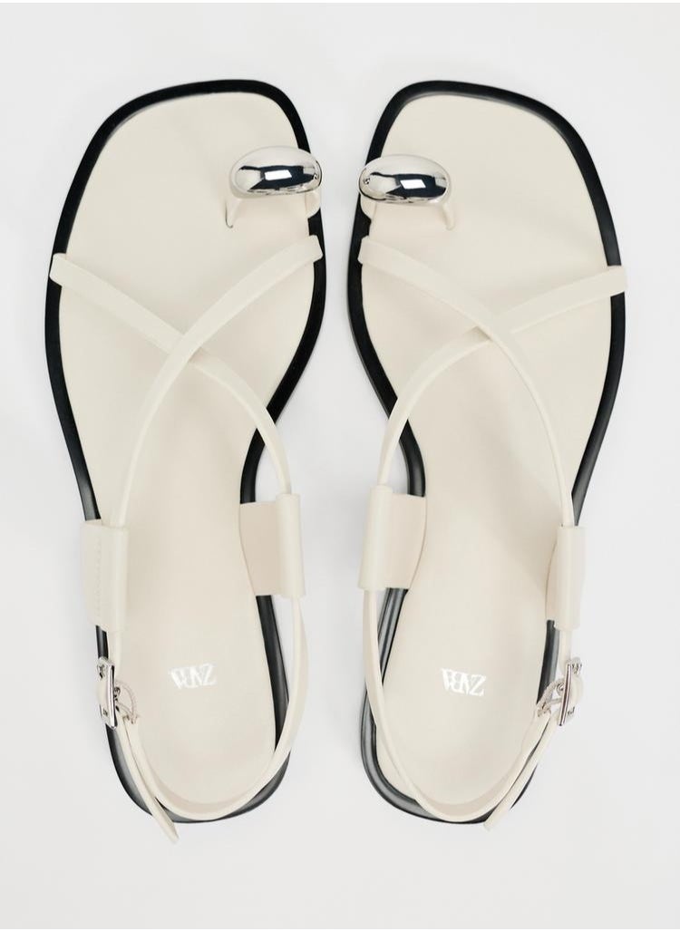 Zara Flat strappy sandals with metal adornment  - Image 3