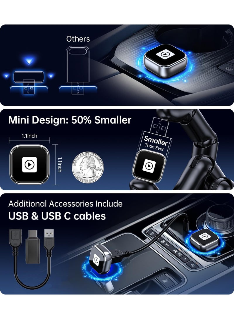 Upgrade 2-in-1 Wireless CarPlay & Android Auto Adapter, Plug & Play CarPlay Dongle Converts Wired to Wireless, Ultra-Fast Auto Connect, Lag-Free Streaming，Compact Design for iPhone & Android with USB/USB-C Port - Image 4