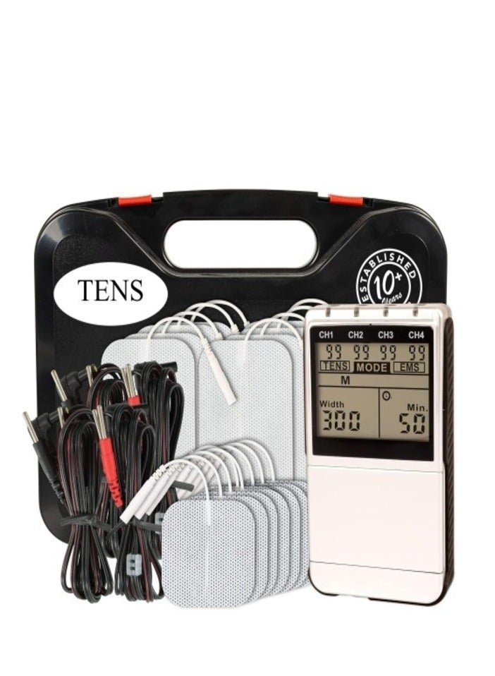 Relax Smart 24 Modes Dual Channel TENS Muscle Stimulator EMS Pulse Rechargeable Full Body Massage Acupuncture Machine with 10 Pads - Image 1