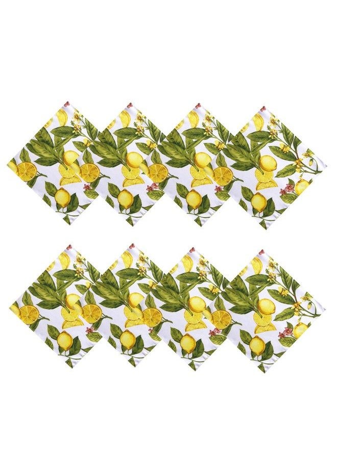 Newbridge Lemon Zest Botanical Print Indoor/Outdoor Fabric Napkins Yellow Lemon Vine Soil Resistant Water Repellent Fabric Napkins Set Of 8 Napkins  - Image 1