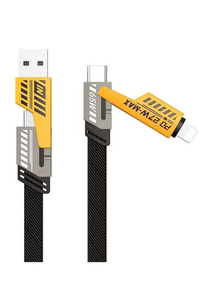 65W Blade Mecha 4-in-1 Fast Charging Data Cable, 1m, Suitable for Apple Type-C Mobile Phone 2-for-2 Braided Cable - Image 1