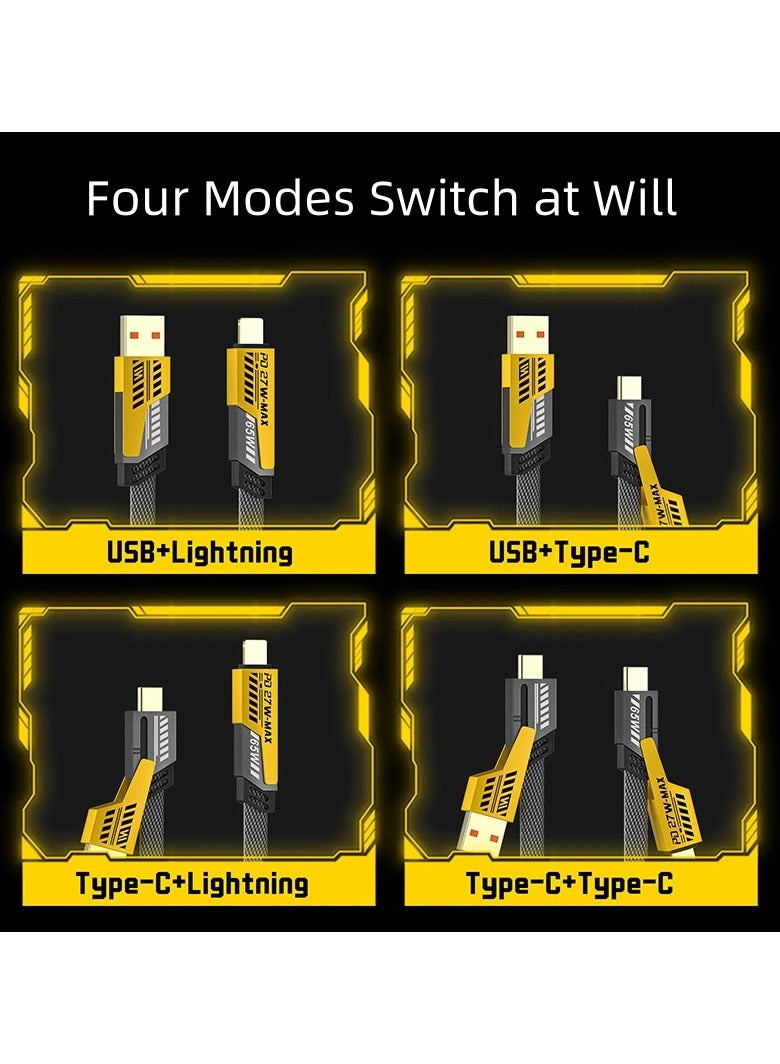 65W Blade Mecha 4-in-1 Fast Charging Data Cable, 1m, Suitable for Apple Type-C Mobile Phone 2-for-2 Braided Cable - Image 2