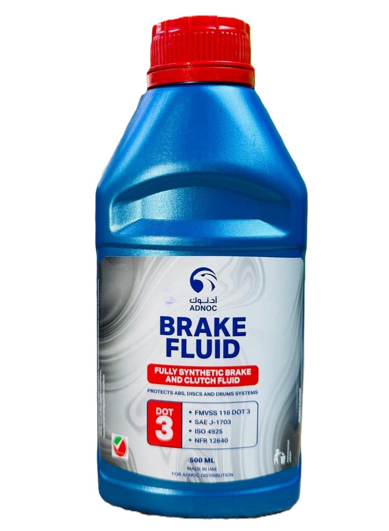 ADNOC DOT3 BRAKE FLUID FULLY SYNTHETIC 500ML - Image 1
