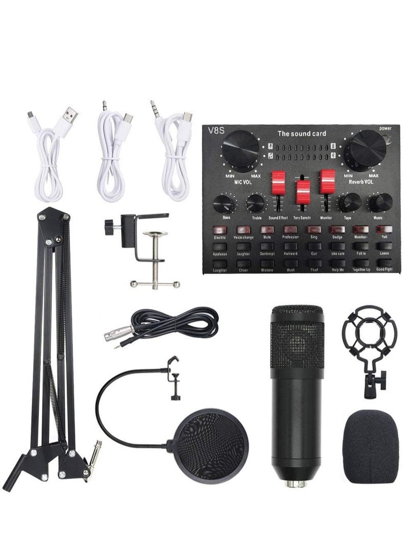 Lixada Multi-functional Live Sound Card BM800 Microphone Set Audio Recording Equipments (Black) - Image 1