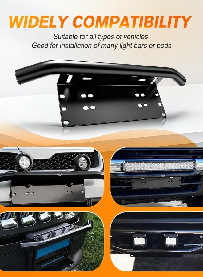 CO LIGHT No Drill Universal Bull Bar Front Bumper License Plate Mount Bracket Aluminum Alloy Holder for Offroad Light Bar Pods Driving Lights Compatible with JK JL Truck SUV Pickup ATV UTV Black - Image 5