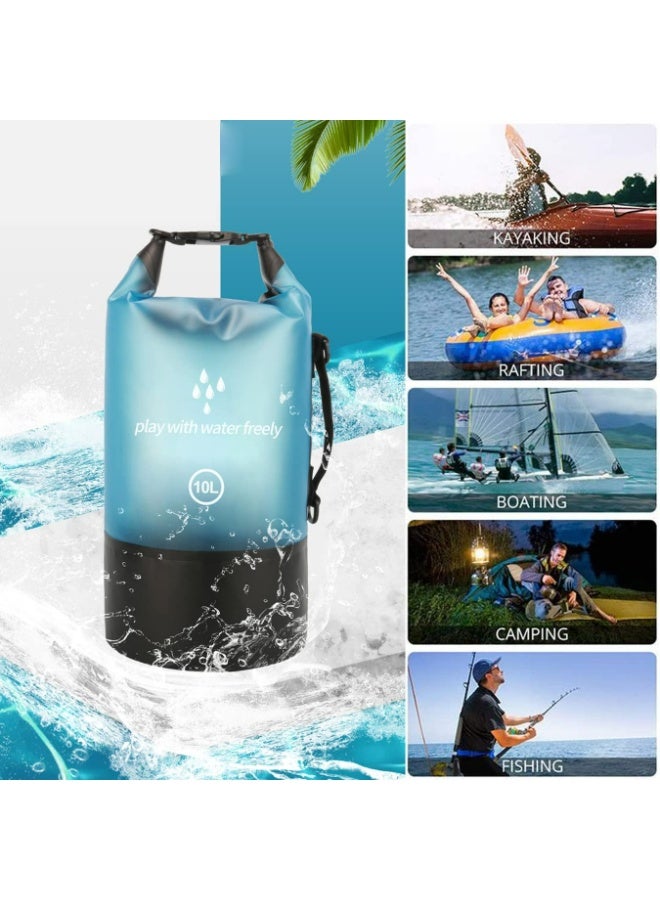 CMGTYYD Floating Waterproof Dry Bag Backpack, 10L Roll Top Lightweight Dry Storage Bag Backpack Sack for Kayaking, Rafting, Boating, Swimming, Camping, Hiking, Beach, Fishing (Blue) - Image 3