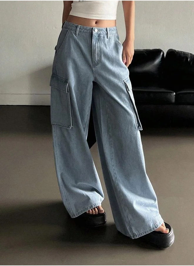 Kotty Kotty  High-Rise Wide Leg Cargo Jeans