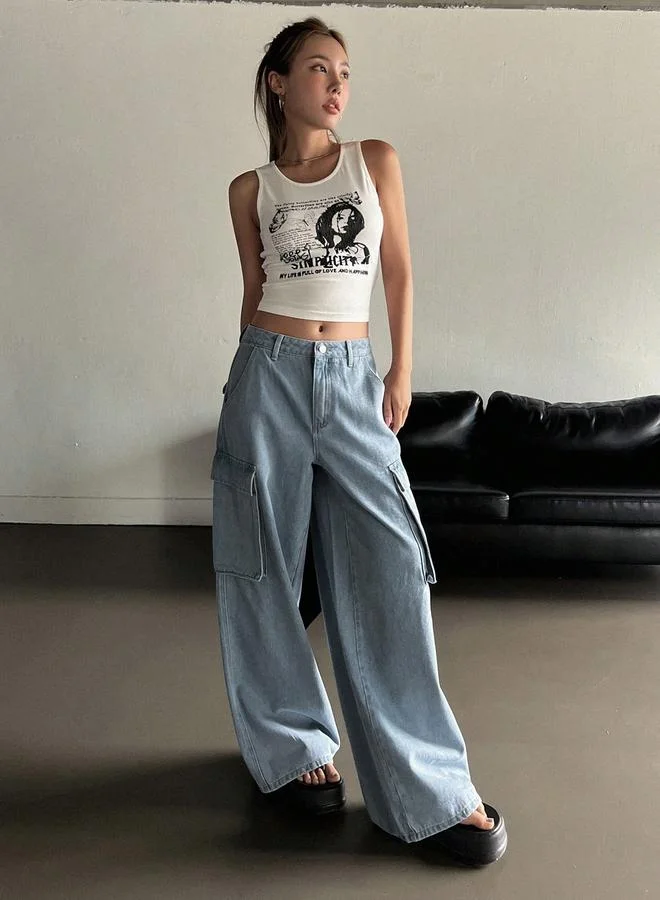 Kotty Kotty  High-Rise Wide Leg Cargo Jeans